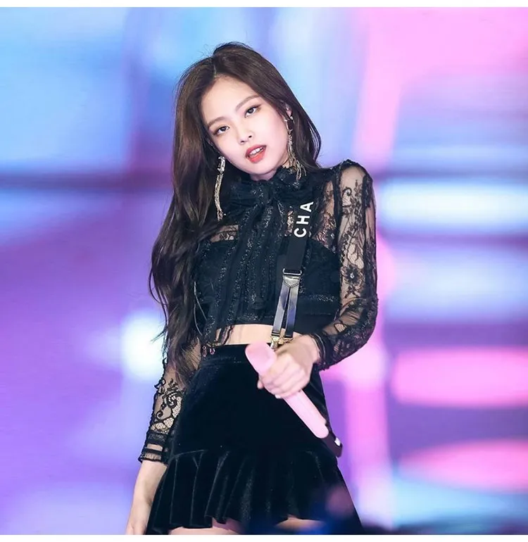 Kpop черная розовая Дженни Повседневная Черная кружевная короткая юбка комплект для женщин из двух частей новое летнее сексуальное платье из двух частей комплект женской одежды