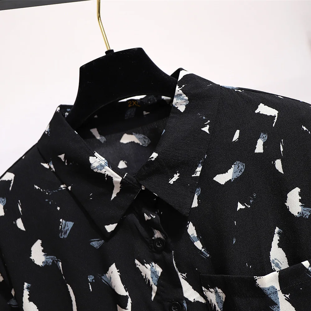 2XL ~ 6XL женское осеннее шифоновое платье большого размера с поясом на талии модное