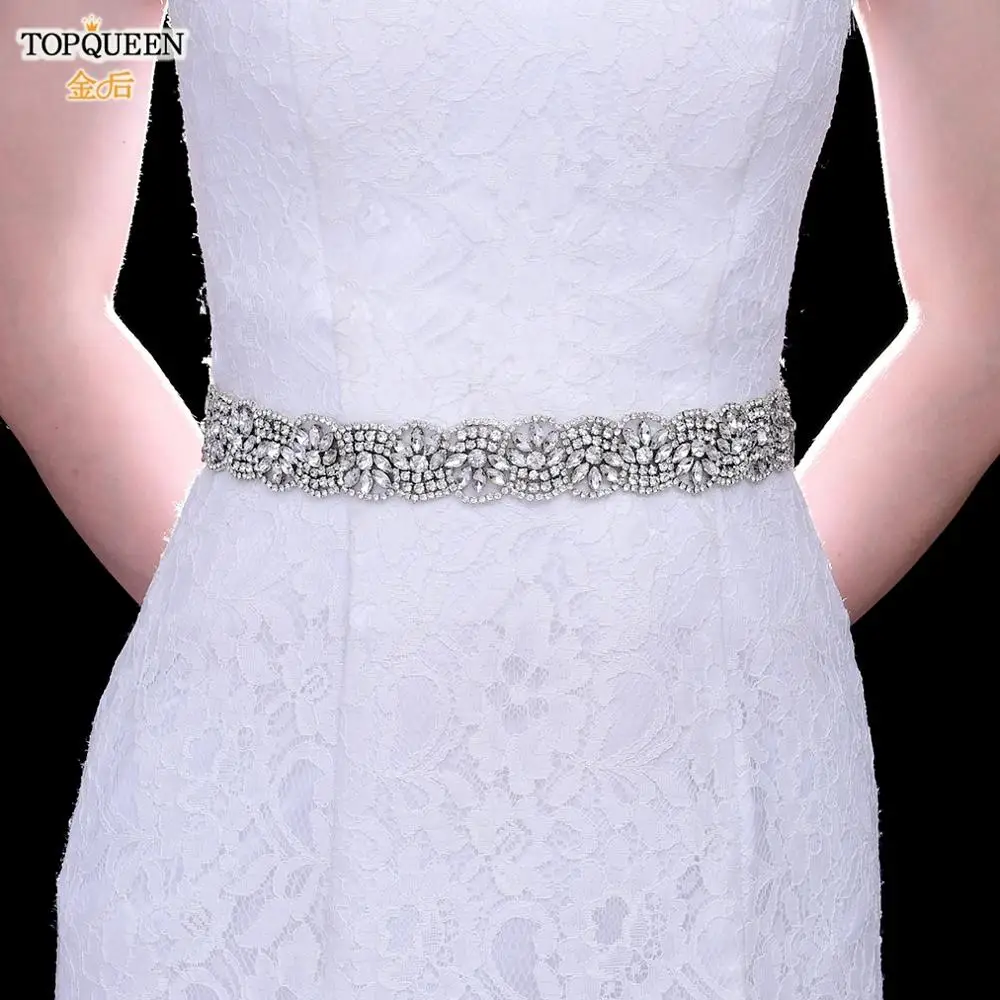 

TOPQUEEN S456 Rhinestone Wedding Belt Wedding Accessories Ribbon Belt Prom Dresses Organza Bridal Belt Latest Design Girls Belt