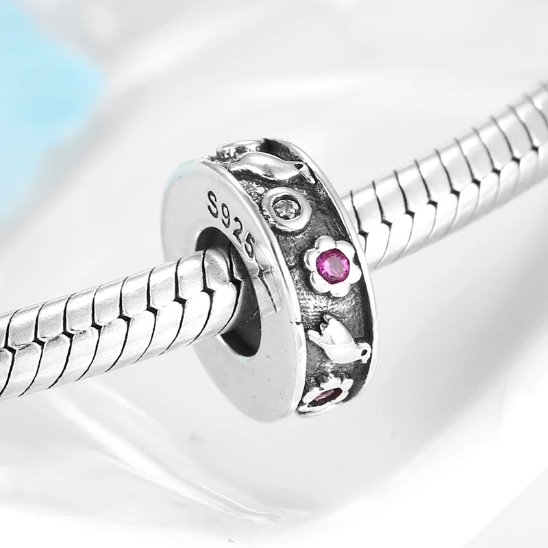 Горячее предложение 925 стерлингового серебра птицы и цветы круглые пробки