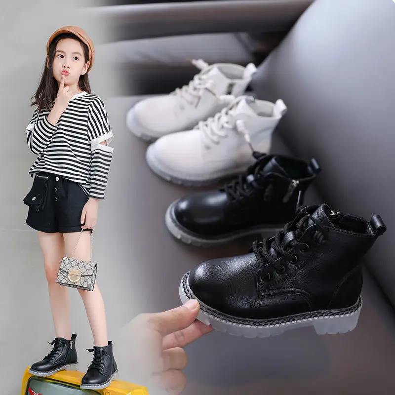 Детская повседневная обувь Осень-зима Ботинки Martin модная кожаная для мальчиков