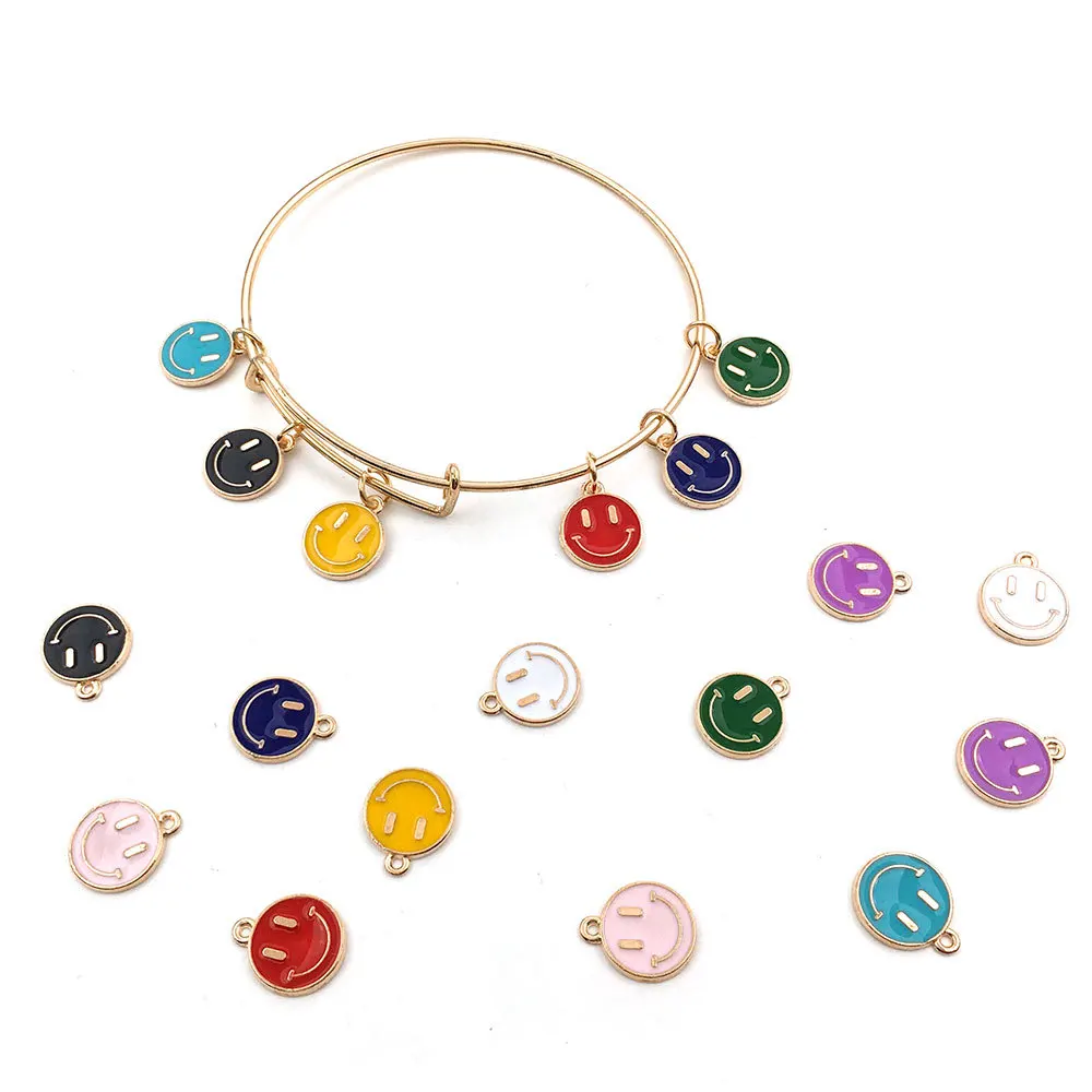 

Mixed 10/20pcs Color Enamel Catoon Smiley Face Charm Pendant Diy Handmade Earrings Bracelet Necklace Charm Jewelry Making