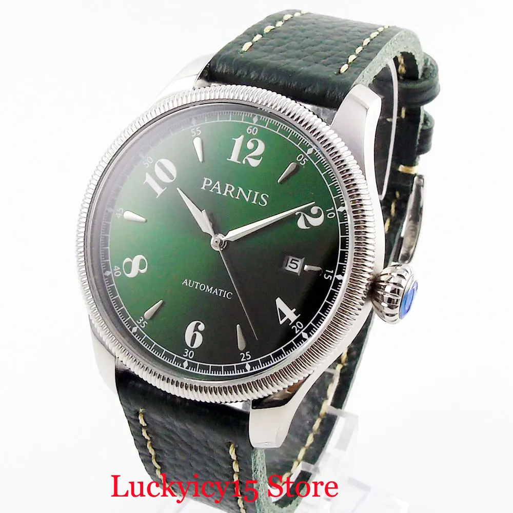 Мужские часы в стиле ретро черный/зеленый с автоматической обмоткой наручные