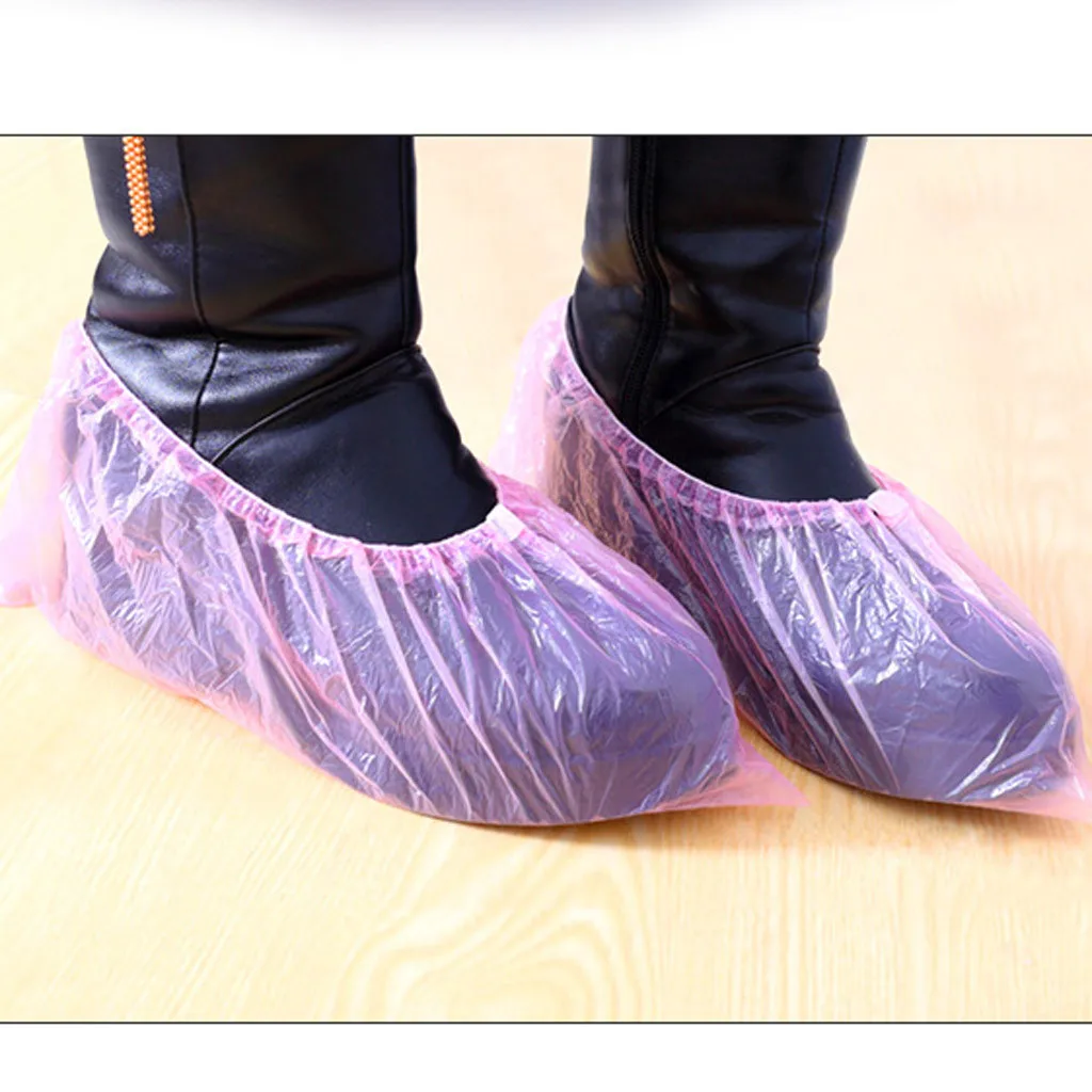 100Pcs/set Plastic Waterproof Disposable Shoe Covers Rainy Day Floor Protector Cleaning Cover Blue Hot Sale | Обувь