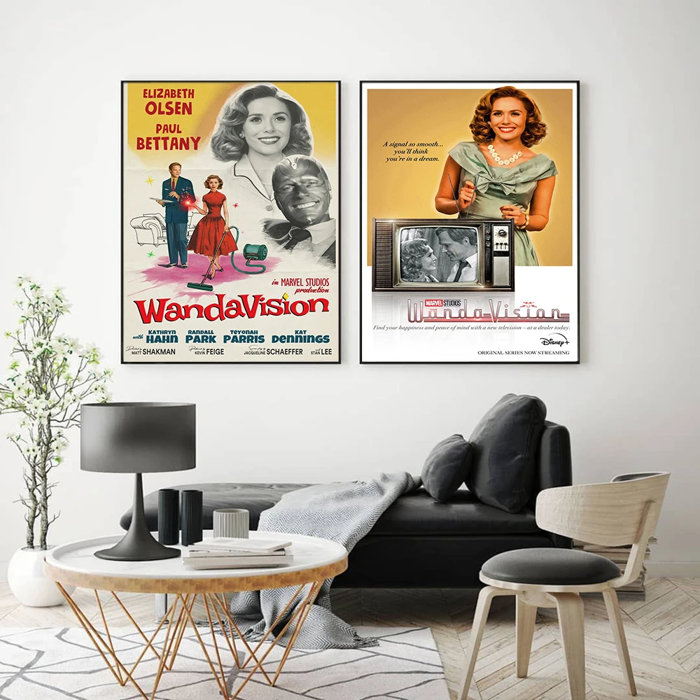 

Retro Movie Poster WandaVision TV Series Canvas Painting Wall Art Picture Witch Prints Nordic Living Room Home Decor Frameless