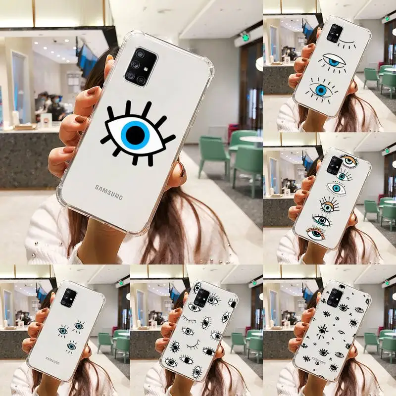 

Evil Eye Phone Case Transparent For Samsung S 10 9 20 11 7 8 21 6 P Edge PLUS ULTRA 4G 5G