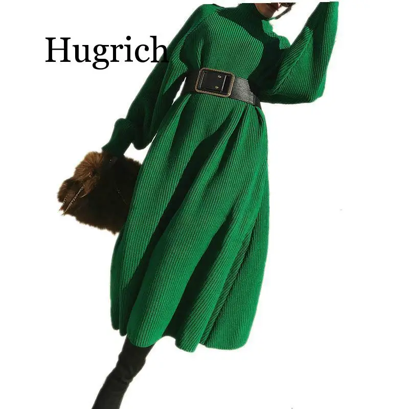 Осень зима 2020 женское платье свитер теплая водолазка женская мода свободные