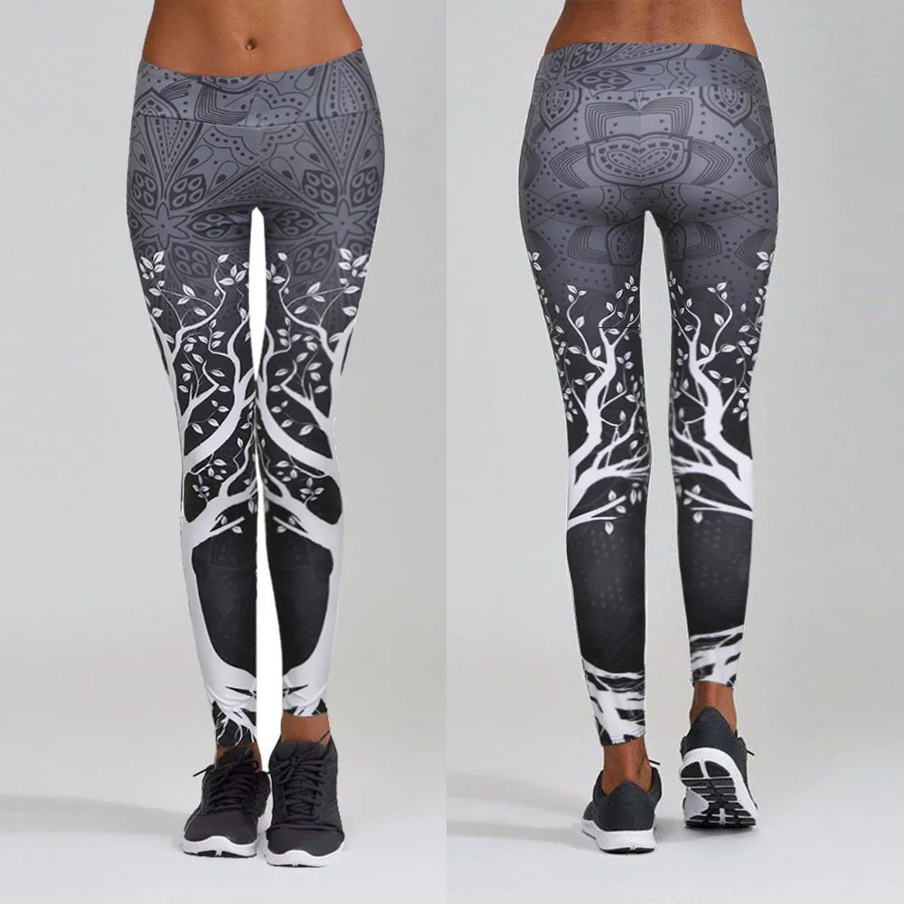 

Штаны для йоги с принтом дерева, женская одежда для фитнеса, спортивная одежда для йоги, тренировок, фитнеса, спортивные облегающие брюки, ле...