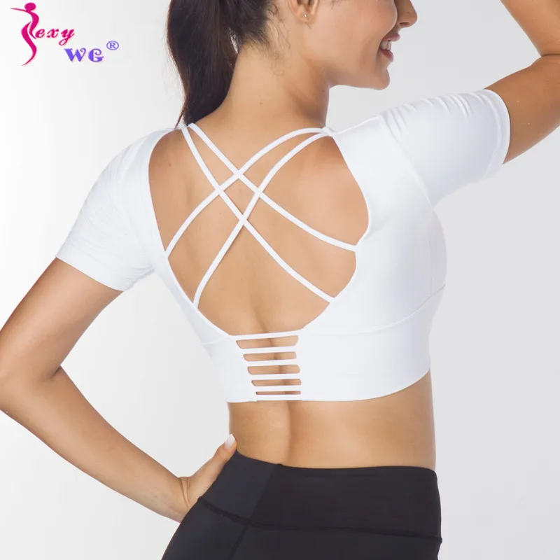 

SEXYWG Women Sports Bra Sexy Breathable Yoga Tops Vest Female Push Up Gym Fitness Sportwear Underwear Shockproof Bralette Shirt