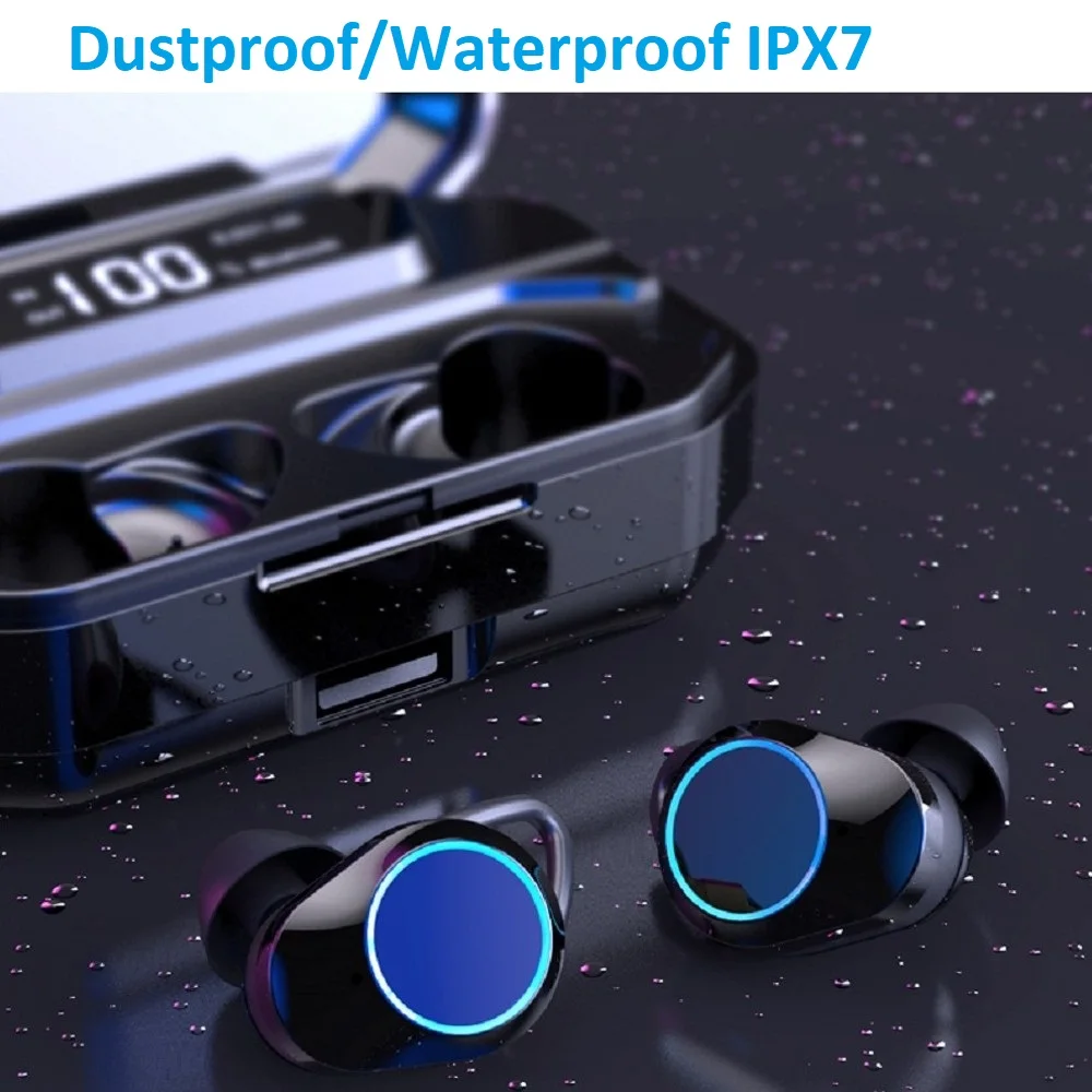 G02 5.0 Bluetooth Stereo Earphone Wireless Headphones IPX7 Waterproof Touch Earbuds Headset 3300mAh LED Display Smart Power Bank |