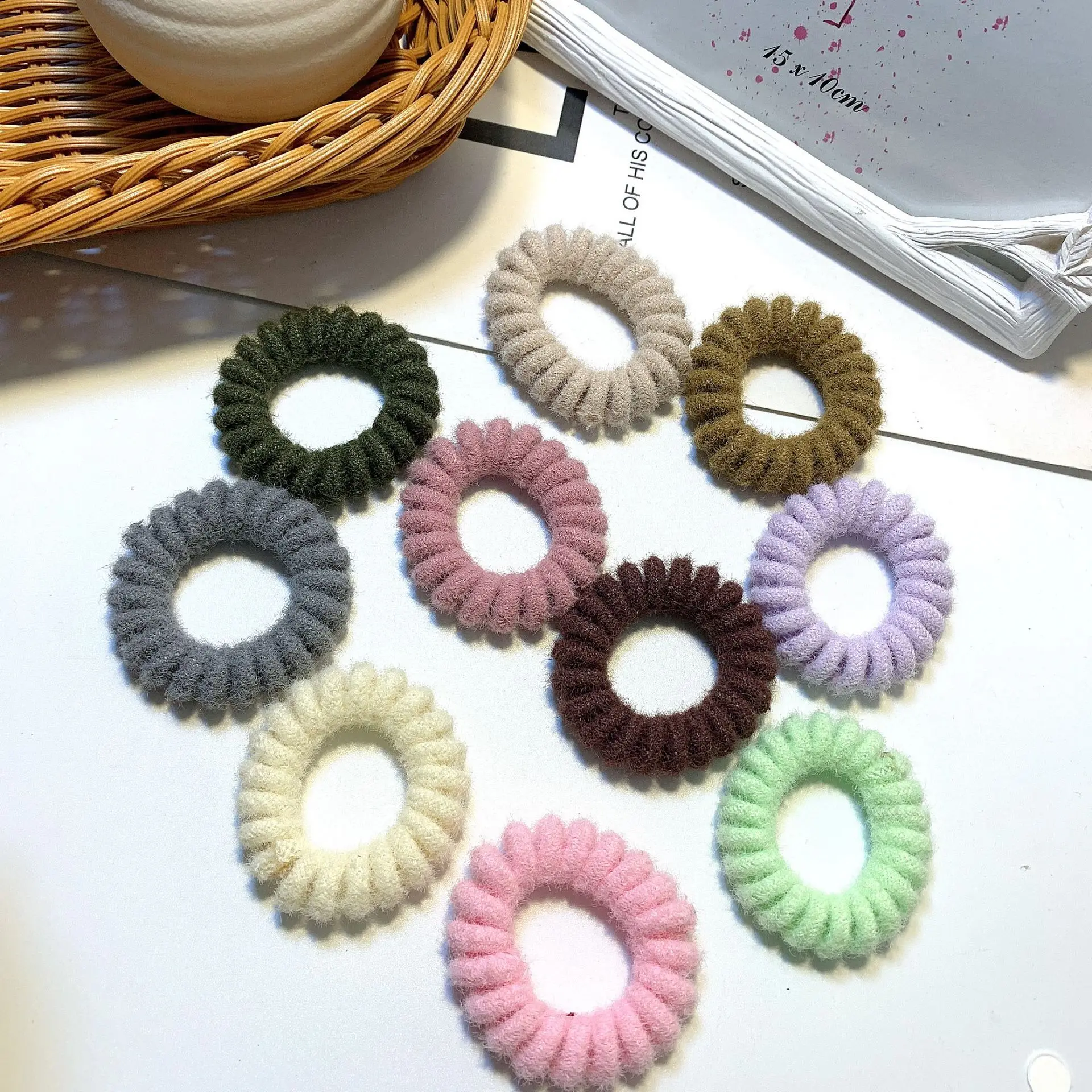 

Elastic Hair Band Solid Color Telephone Wire Hair Tie Large Size Spiral Shape Rubber Women Accessories Girls Hair Accessories