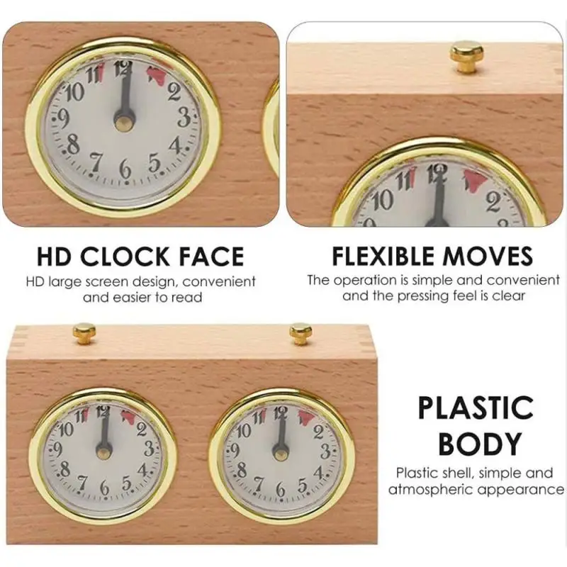 

Chess Alarm Clock Wooden Shell Mechanical Chess Clock Alarm Clock Suitable For Chess Chinese Chess 15x5.5x9cm Battery-Free