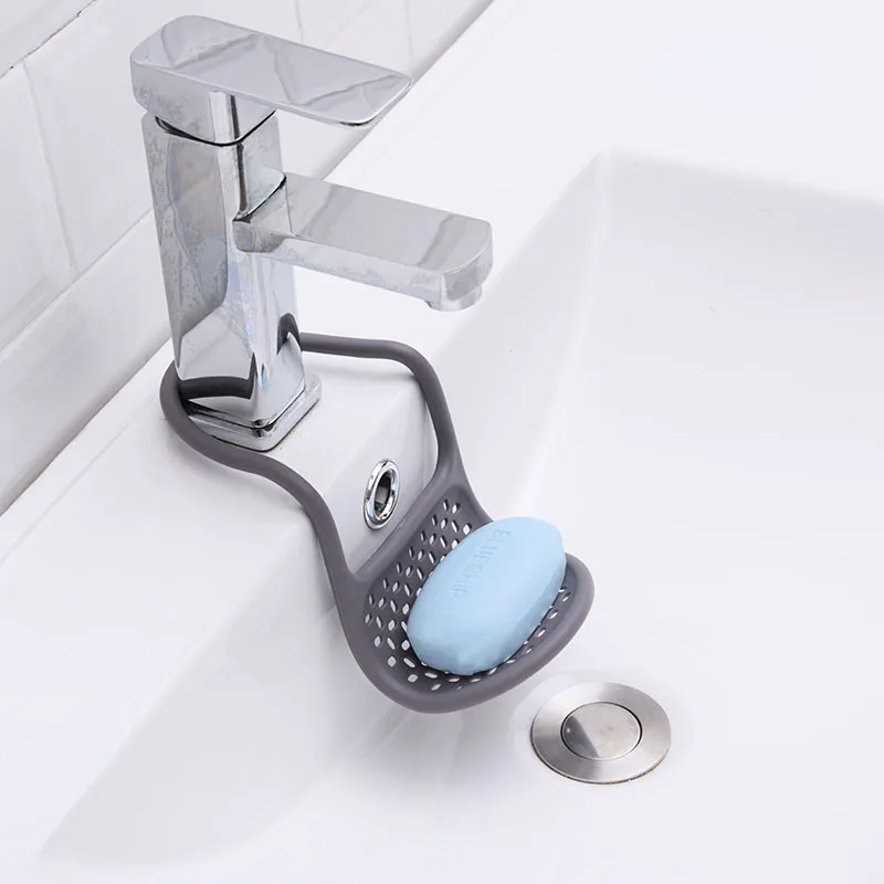 sink shelf soap sponge drain rack silicone storage basket bag faucet holder adjustable bathroom holder sink kitchen accessorie free global shipping