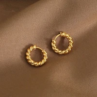 gold huggie hoop earrings for women 18k gold plated twist huggie hoops hypoallergenic