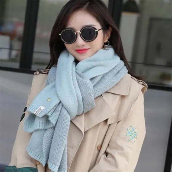 

Женский теплый зимний шерстяной шарф большого размера, мягкий длинный женский шерстяной шарф