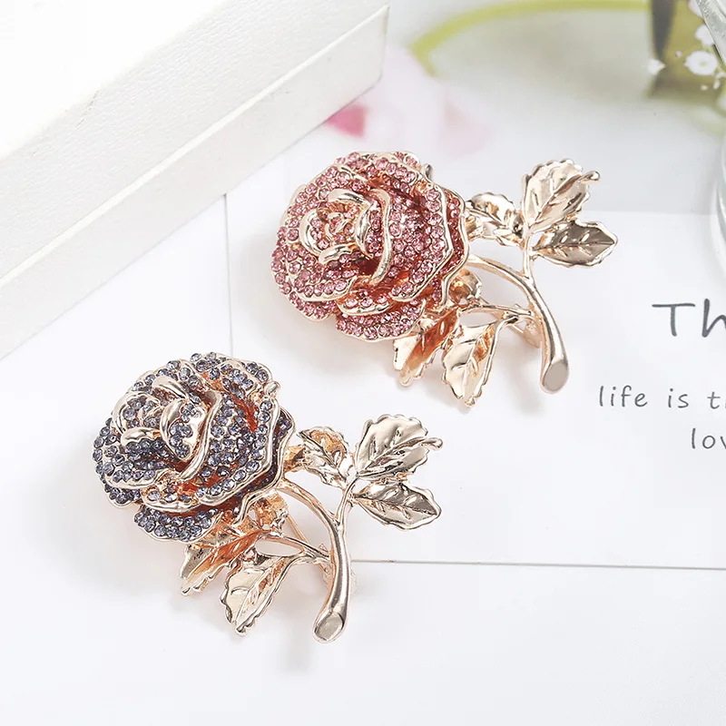 Брошь Zicon в форме розы булавка с кристаллами для женщин Золотая брошь Пряжка