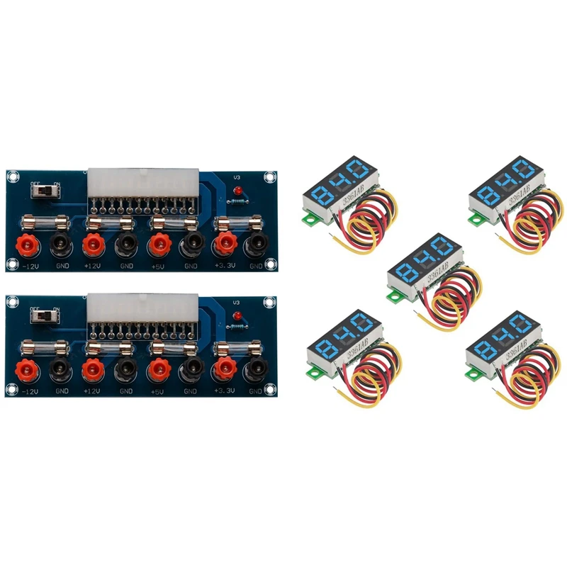 5 шт. цифровой мини-вольтметр постоянный ток 0-100 в трехпроводной измеритель и 2