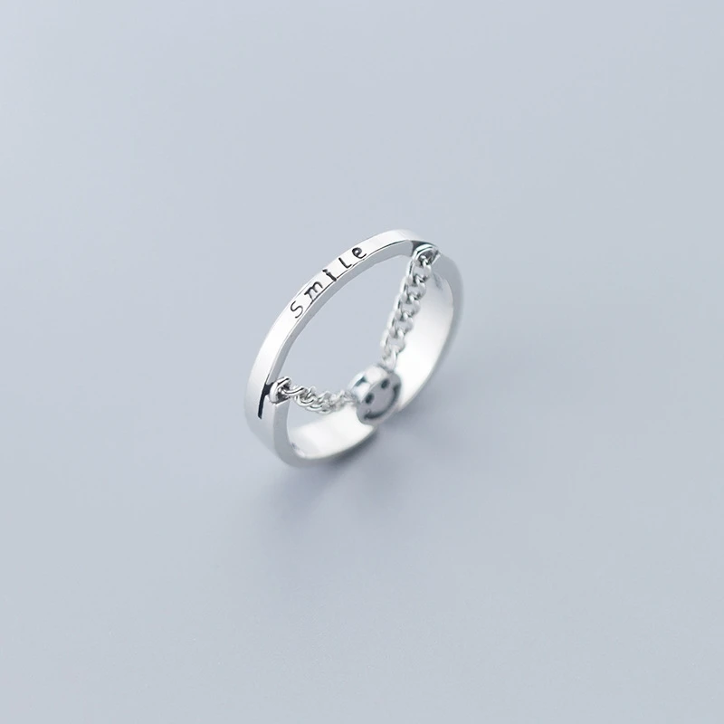 Женское кольцо в форме улыбки 925 пробы регулируемое на палец для