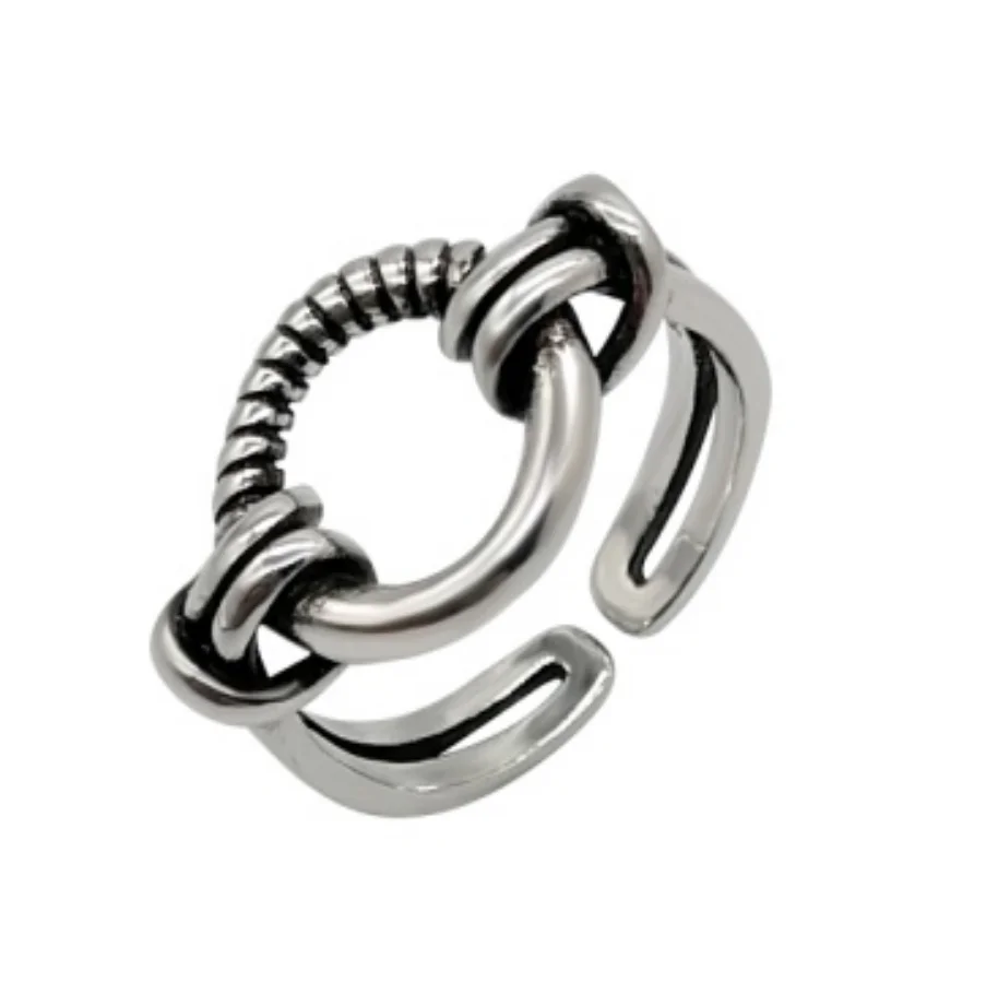 

Round retro hemp rope knotted woven ring simple temperament wild adjustable index finger ring female