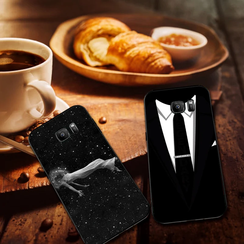 Черный и белый художественный Рисунок Мягкий силиконовый чехол для телефона Samsung