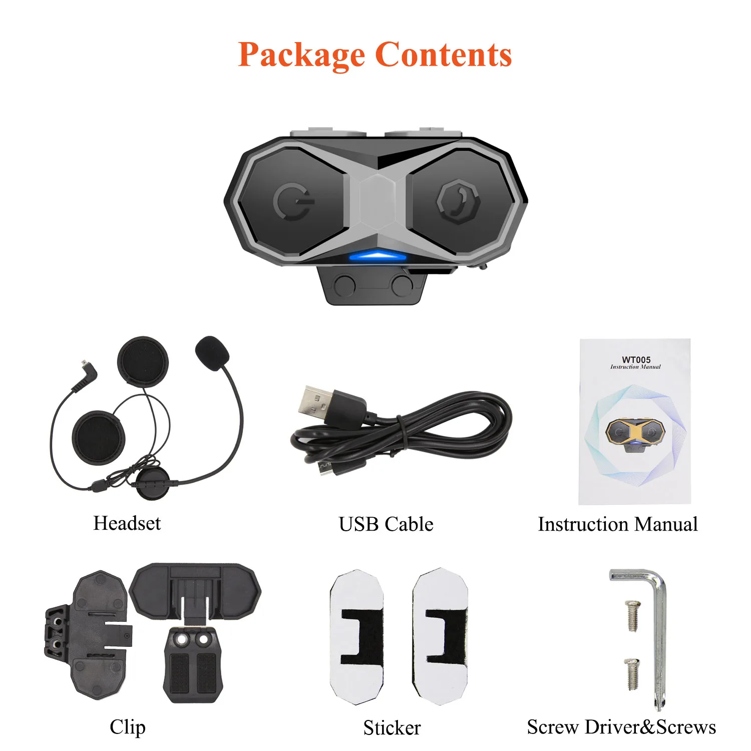 WT005 мотоцикла система внутренней связи по Bluetooth для Шлемы гарнитуры 1000 м Hands free