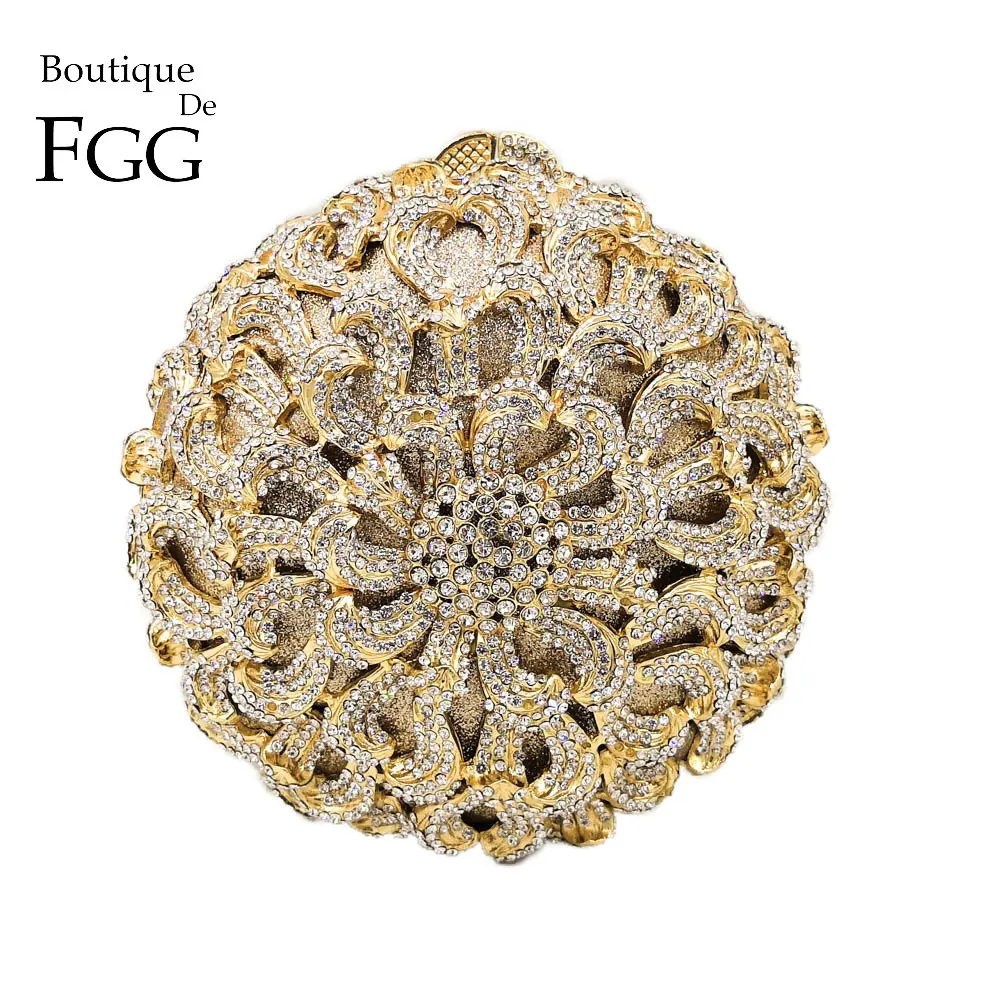 Женская вечерняя сумочка Boutique De FGG круглая клатч с кристаллами вечерние сумки для