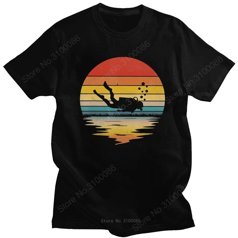 

Vintage Retro Scuba Diving T Shirt Men Cotton 80s Scuba Diver Gift T-shirt Dive Lover Tee Short Sleeve Graphic Tshirt Clothing