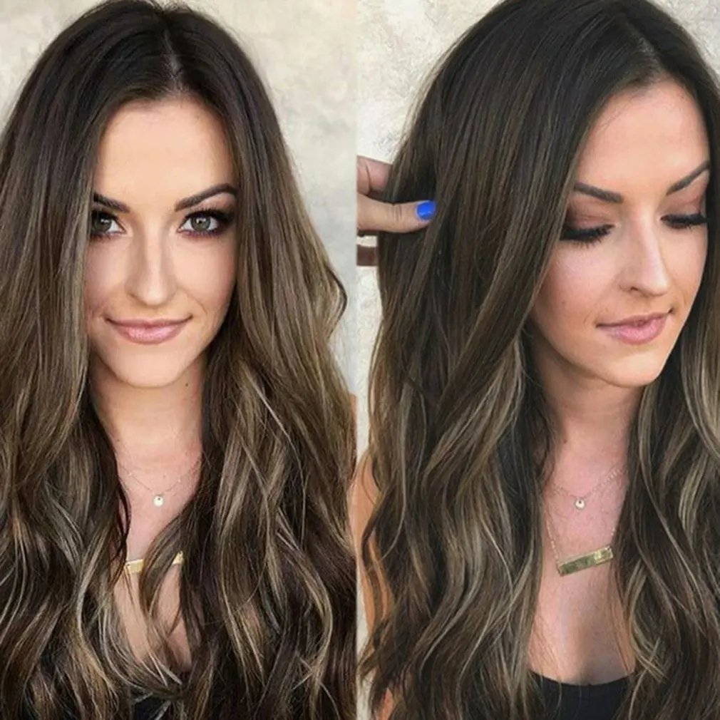 

62CM AND 65CM Mix Blonde Long Wavy Women Synthetic Heat Resistant Cosplay Hair Full Wig Beautiful Women Full Wig