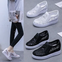 lace women shoes 2021 summer wedges shoes for women black white hollow out bling sneakers casual breathable women loafers