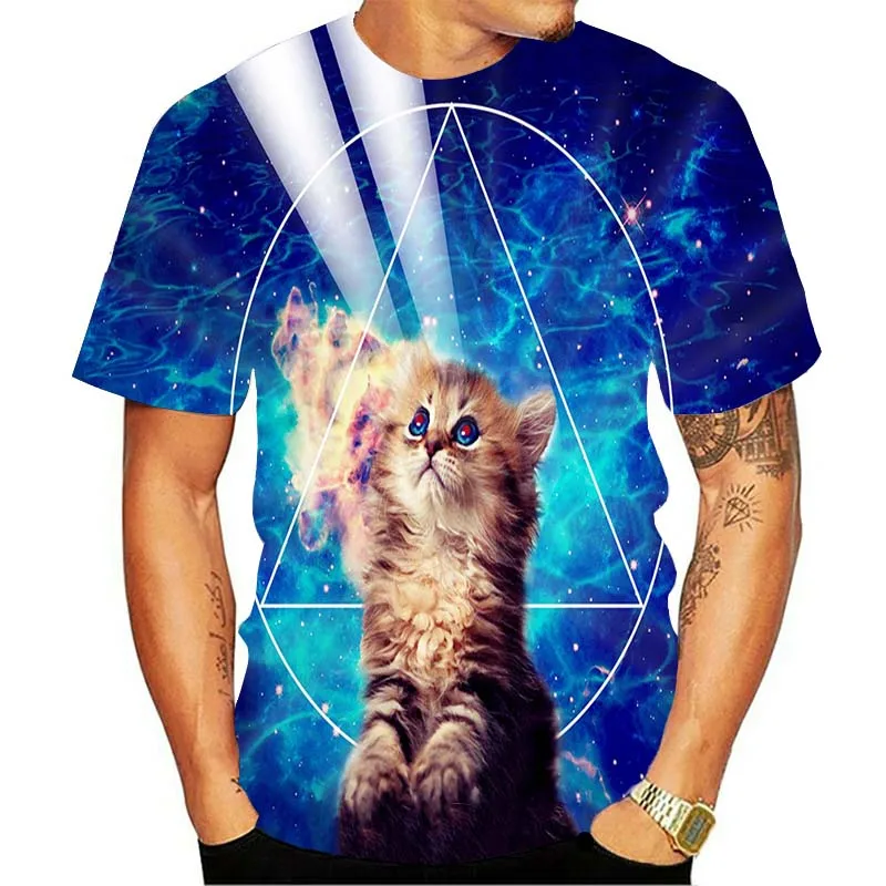 

2020 New Galaxy Space 3D T Shirt casual Lovely Kitten Cat Eat Taco Pizza Funny Tops Tee tshirts Short Sleeve Summer clothing