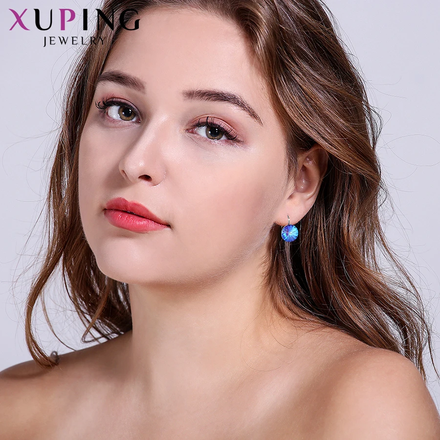 Xuping простой дизайн обручи серьги Модные Кристаллы от Swarovski Специальный стиль для девочек ювелирные изделия подарок S143/S142.2-97326/206