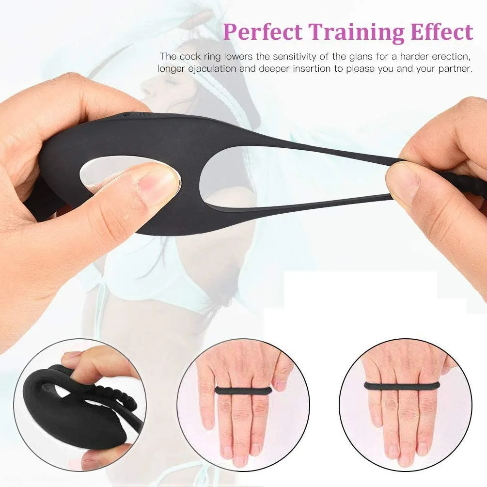 7 режимов вибрации двойной мотор для более жесткой эрекции вибрирующее кольцо на