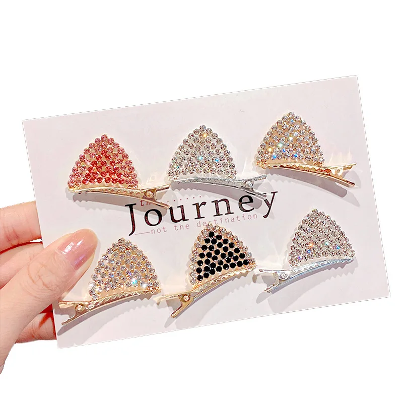 

2pcs/set Women Fashion Cute Rhinestones Cat Ear Hairpins Girls Hair Style Pins Hair Clips Hair Ornaments Accessories