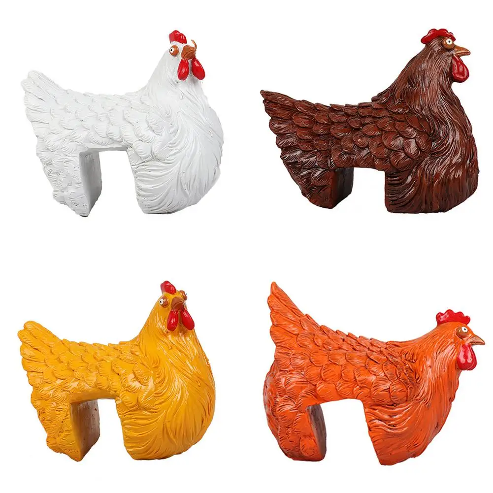 

Hen Resin Statue Animal Ornaments Farm Animal Garden Sculptures Waterproof Rust-proof Craft For Garden Yard Ladder Decoration