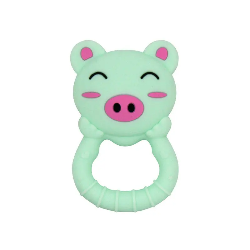 Silicone Piggy Teether Cute Animal Teething Toy BPA Free Food Grade Silicone Chewable Bite Oral Motor Nursing Gift
