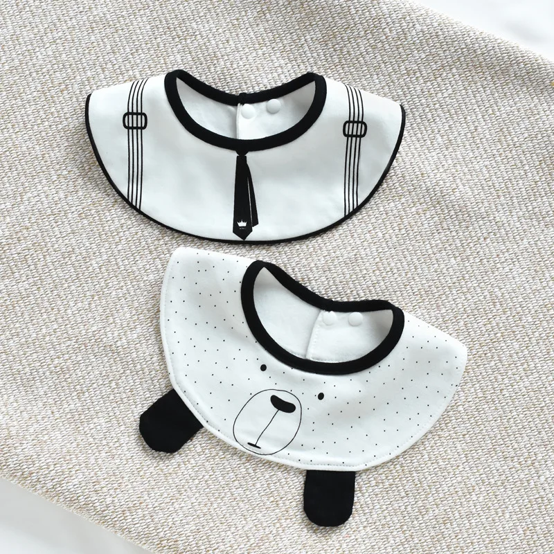 

2Pcs Set Boys Girls Bibs Cotton Waterproof For Newborns Cartoon Fake Collar Burp Cloths Kid Care Essential Accessories Wholesale