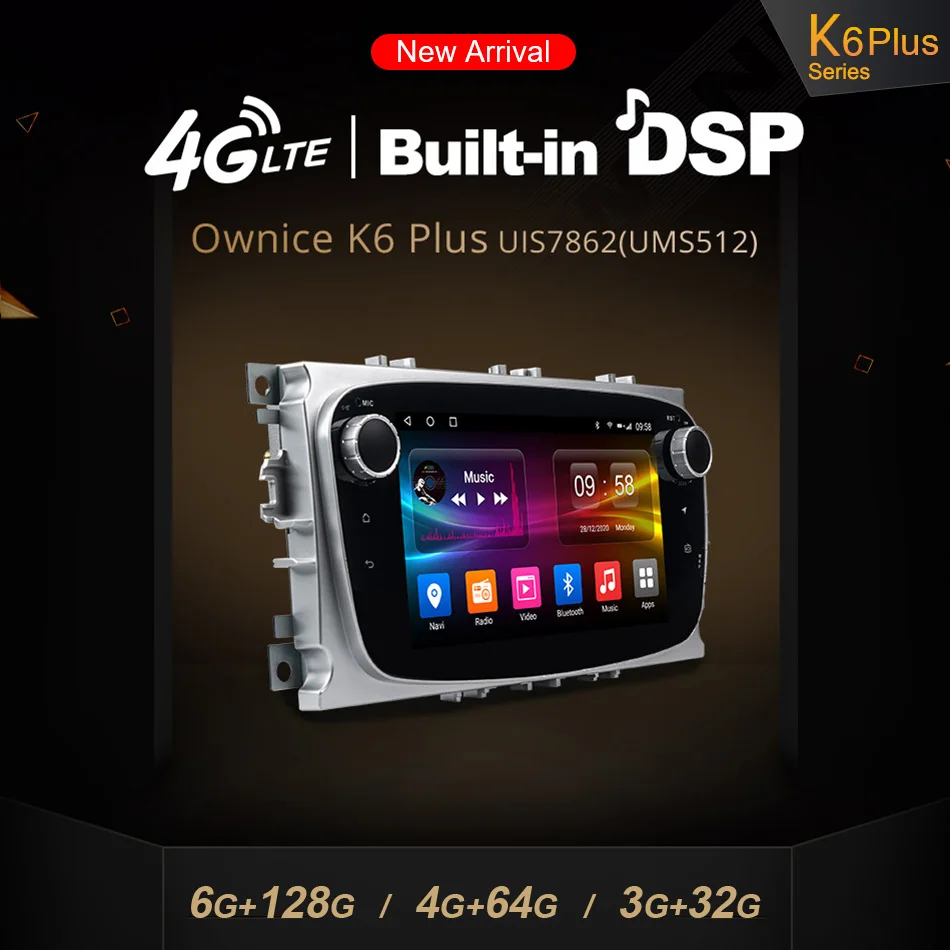 Billig 6G 128G Ownice Android 10,0 Auto DVD Player 2 Din Radio GPS Navi Für Ford Focus Mondeo Kuga C-MAX S-MAX Galaxy Audio Stereo Einheit