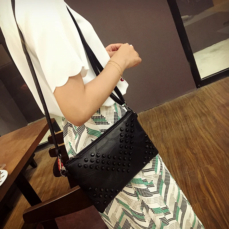 Женская винтажная Сумка конверт из ПУ кожи с заклепками|Клатчи| |