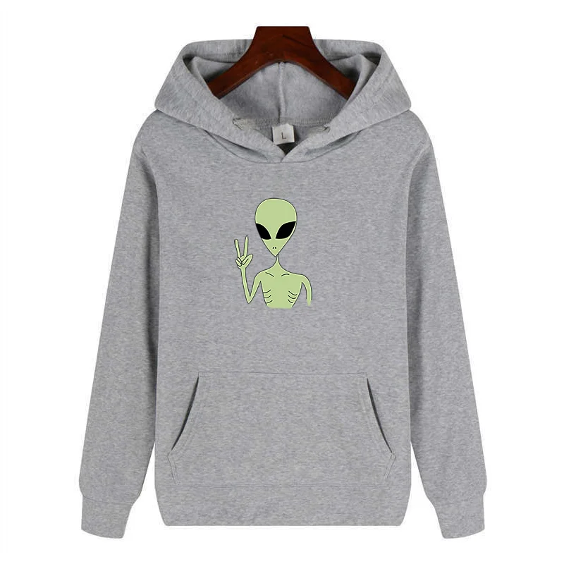 

Kawaii Harajuku Funny Alien Oversized Hoodies Sweatshirt Autumn Winter Women Kawaii Loose Long Sleeves Tops Plus Size