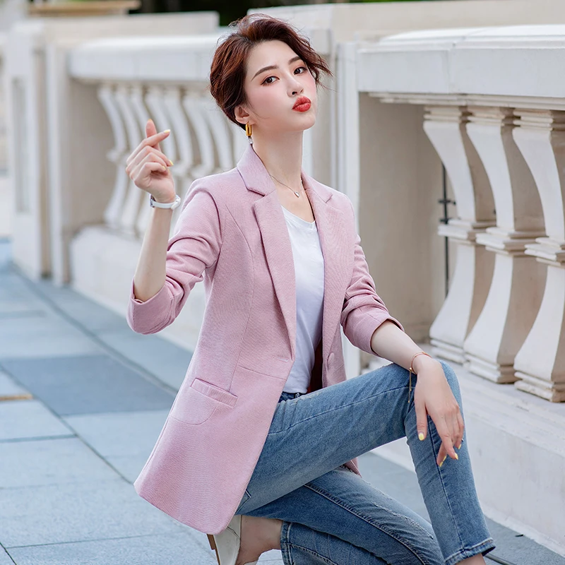 

2020 Autumn and Winter Elegant Blazer Womens Suit Long Sleeve Coats Office Ladies Jackets Casual Female Outerwear Suit Blazer