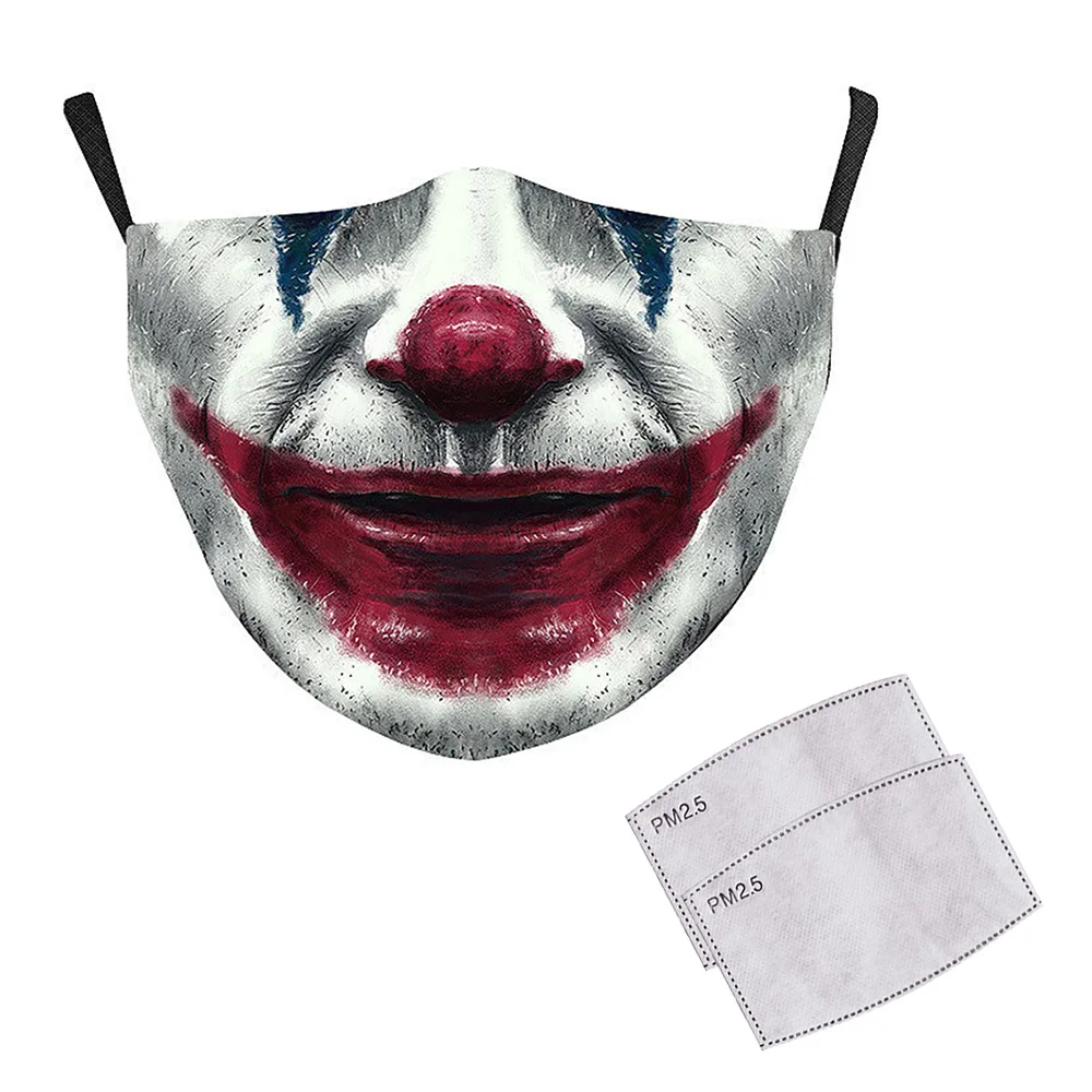 3D Halloween Face Masks Reuseable Horror Cosplay Mask Party Masquerade Joker Half Mouth With 2 Filters | Дом и сад