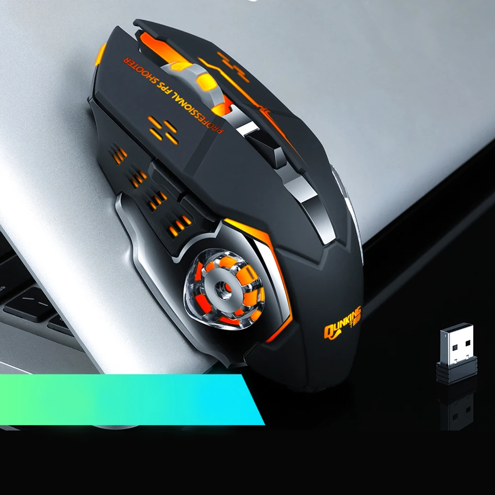 2 4g wireless mouse gamer 3200dpi 6 buttons led gaming mouse desktop computer rechargeable mice for pc laptop games free global shipping