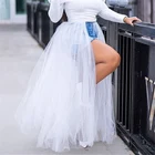 Женская Тюлевая юбка-пачка, белая сетчатая Макси-юбка с эластичным поясом, универсальная юбка большого размера со съемной юбкой, лето 2022