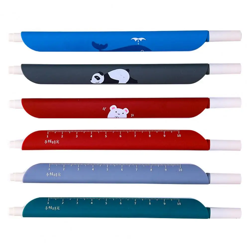 

5Pcs 0.5mm Students Cute Smooth Writing Gel Pen with Ruler Drawing Stationery