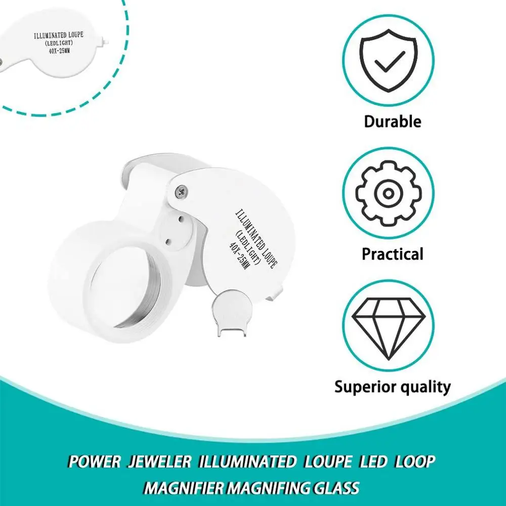 30/60 раз Led подсветкой двойной Ювелирные изделия Лупа бусины сокровище Античная
