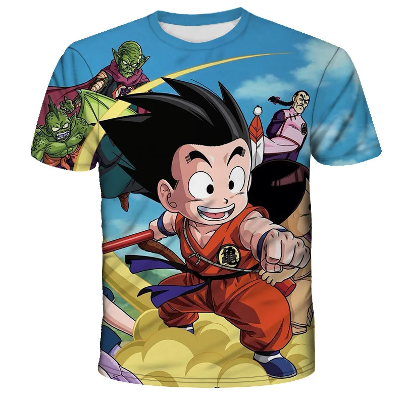 Новейшая модная футболка Goku с 3D принтом и короткими рукавами Повседневная в