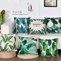 home decorative pillowcase green tropical plants palm tree leaves printed cactus cushion cover cotton linen sofa seat