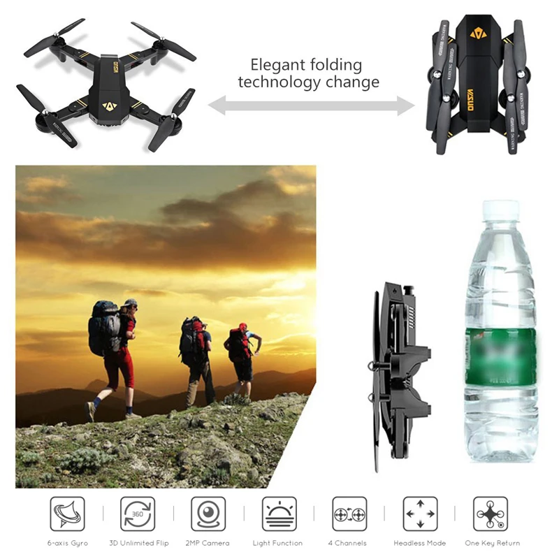 VISUO XS809HW Дрон 2MP широкоугольный wifi FPV камера Дроны с камерой 0.3MP селфи складной RC Квадрокоптер мини Дрон CS SG107