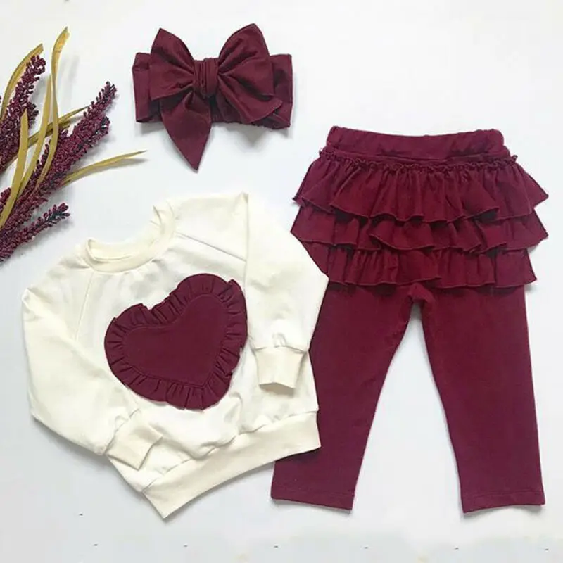 Emmababy комплект одежды из 3 предметов для маленьких девочек, Осенний хлопковый свитер с длинными рукавами Топы, штаны повязка на голову