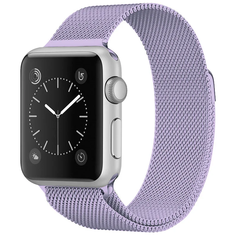 Ремешок для часов, Миланская петля, ремешок для наручных часов Apple Watch, версии 5 4 40 мм 44 мм, ремешок для наручных часов iWatch серии 1/2/3, 42 мм, 38 мм, Ремешок Браслет Нержавеющая сталь - Цвет ремешка: 26 light purple